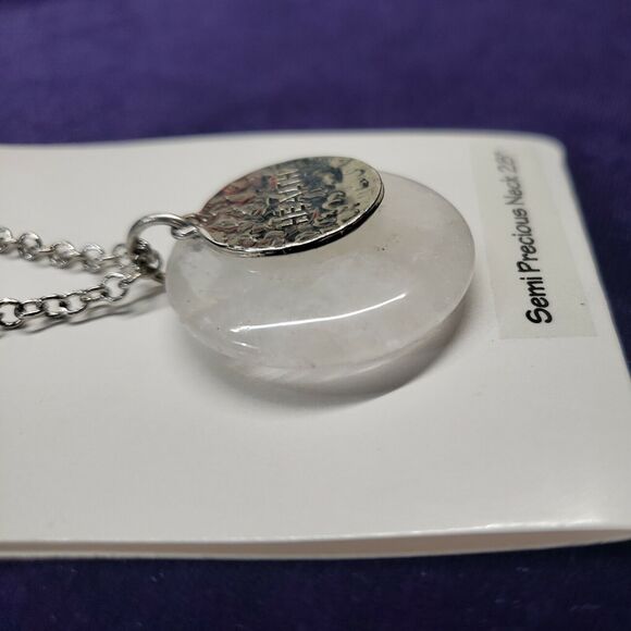 Crystal Health Semi Precious Real Quartz Stone, 28" Silver Tone Chain, NWT - Picture 7 of 10